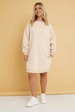 YOURS - Robe-Sweatshirt Beige à Poches -Evans Boutique 000090b1 de20 4b 304038 B