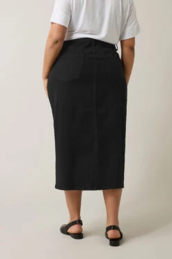 EVANS Curve Black Split Hem Denim Midi Skirt 12 EVANS Curve Black Split Hem Denim Midi Skirt -Evans Boutique 003a7531 26e6 4b 615845 C