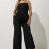 LIMITED COLLECTION - Pantalon Noir En Jersey Coupe Wide Leg -Evans Boutique 008687fb 4d69 4d 216455 B