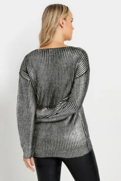 LTS Tall Black Foil Jumper -Evans Boutique 009a2a92 f66a 47 354993 C