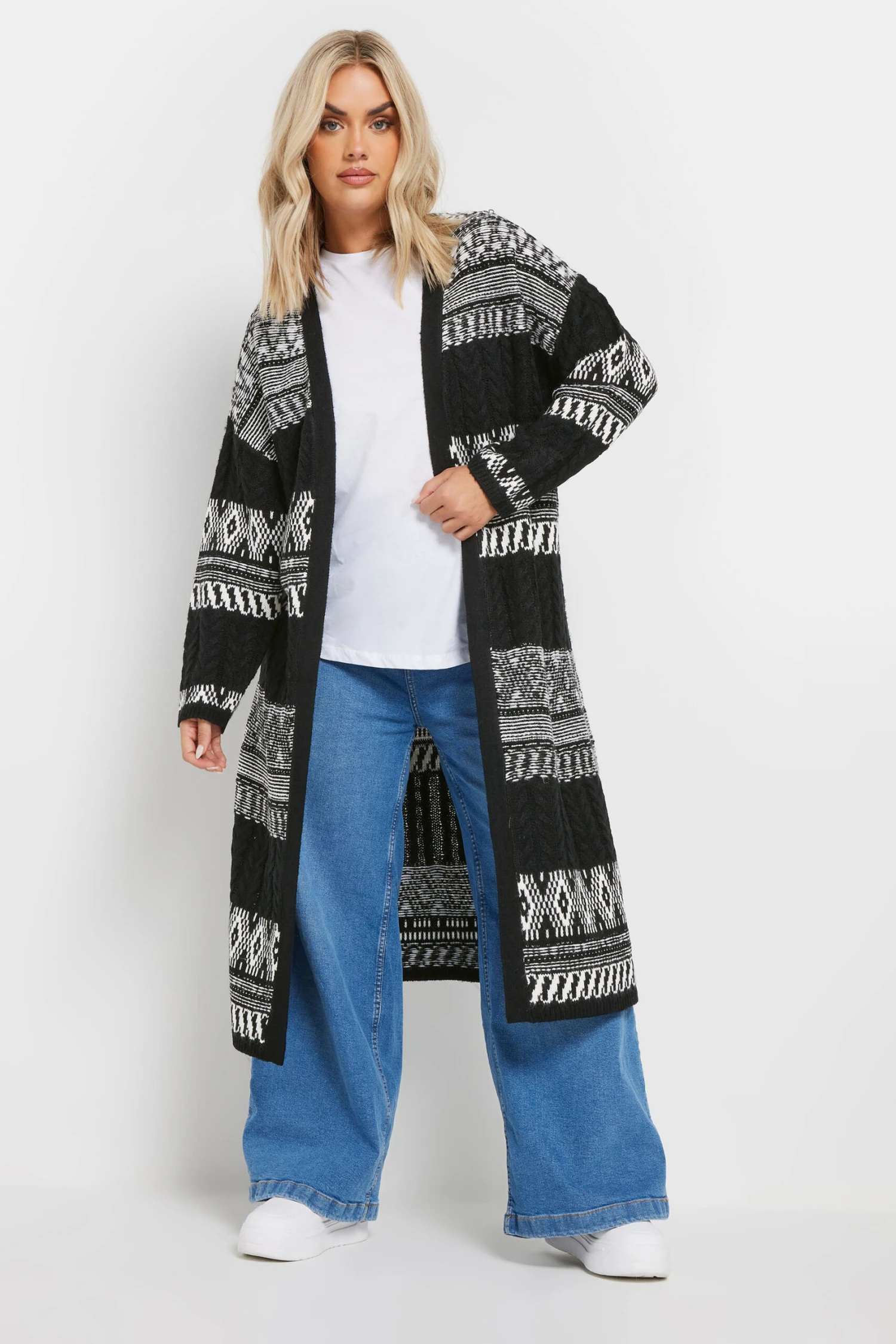 YOURS - Cardigan Noir Long En Maille Design Imprimé 4 YOURS - Cardigan Noir Long En Maille Design Imprimé – Image 2