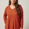EVANS Curve Rust Orange Premium Ribbed Modal Blend Swing Top -Evans Boutique 013f0cff c757 4f 615717 A