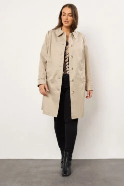 EVANS Curve Natural Brown Trench Coat