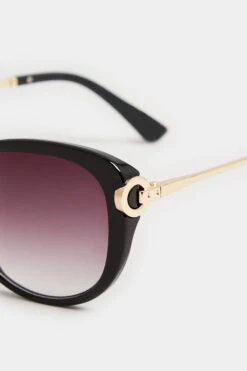 Lunettes De Soleil Noires & Dorées Cat Eye -Evans Boutique 0166ef83 eac3 42 245156 P2