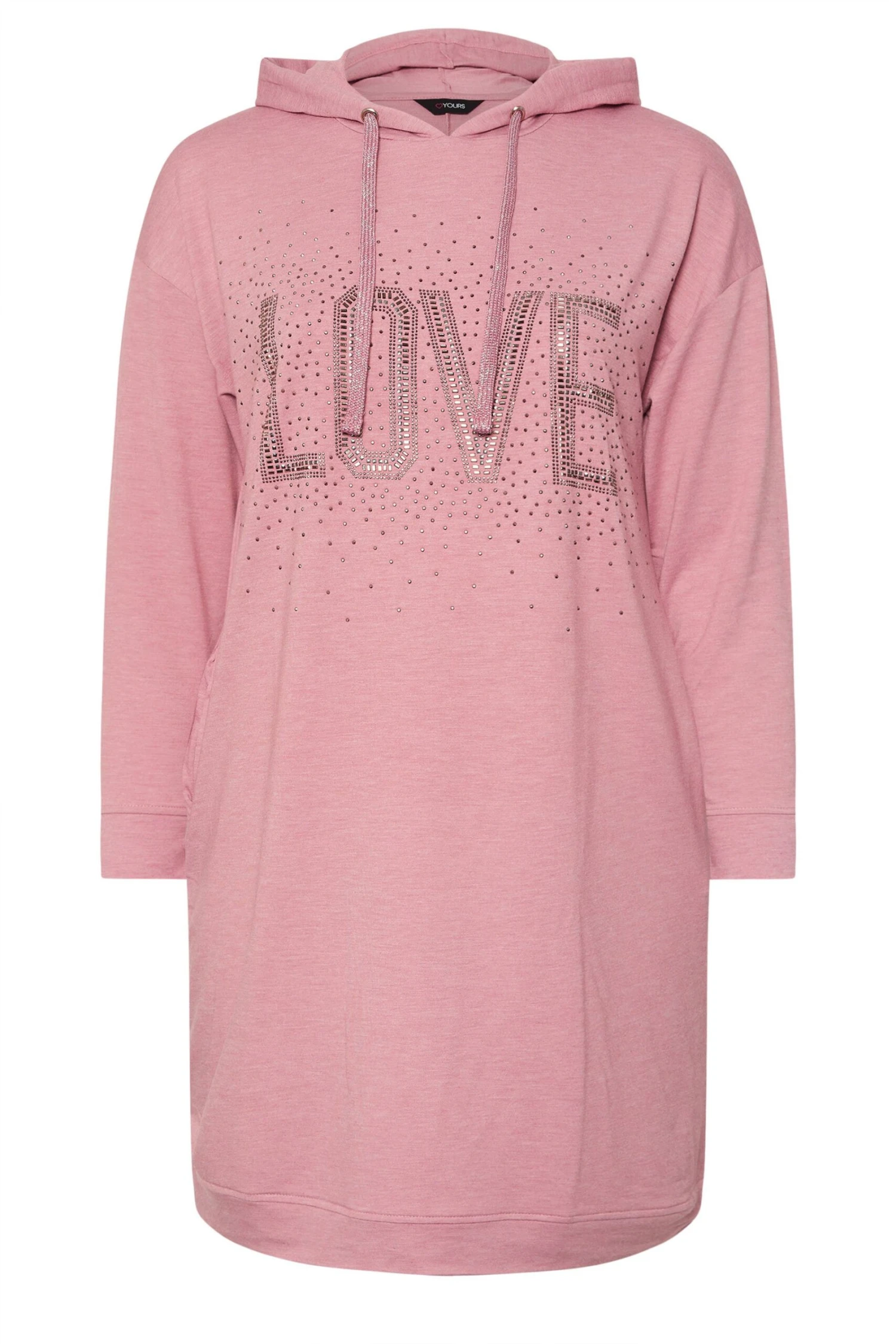 YOURS - Robe-Pull Rose à Capuche Strass 'Love' 9 YOURS - Robe-Pull Rose à Capuche Strass 'Love' – Image 7