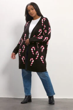 YOURS Curve Cardigan Mi-long Noir En Canne De Bonbon 11 YOURS Curve Cardigan Mi-long Noir En Canne De Bonbon -Evans Boutique 01e2d99c a7bf 4a 280753 A