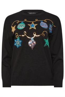 M&Co Black Sequin Embellished Baubles Christmas Jumper 13 M&Co Black Sequin Embellished Baubles Christmas Jumper -Evans Boutique 02029bc6 e8d8 4f 502482 X