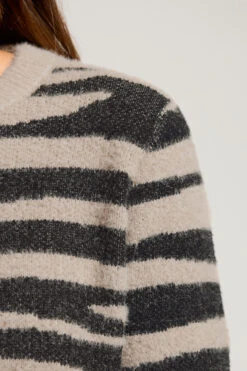 LTS Tall Beige Brown Knitted Zebra Print Jumper 12 LTS Tall Beige Brown Knitted Zebra Print Jumper -Evans Boutique 020768a5 799e 44 356072 D