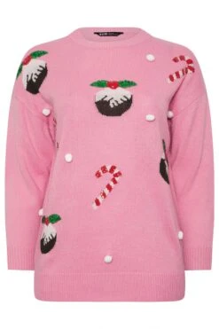 YOURS Curve Pull De Noël Fantaisie Rose à Paillettes Et Motif Canne à Sucre 13 YOURS Curve Pull De Noël Fantaisie Rose à Paillettes Et Motif Canne à Sucre -Evans Boutique 024ef177 d1d9 42 280788 X
