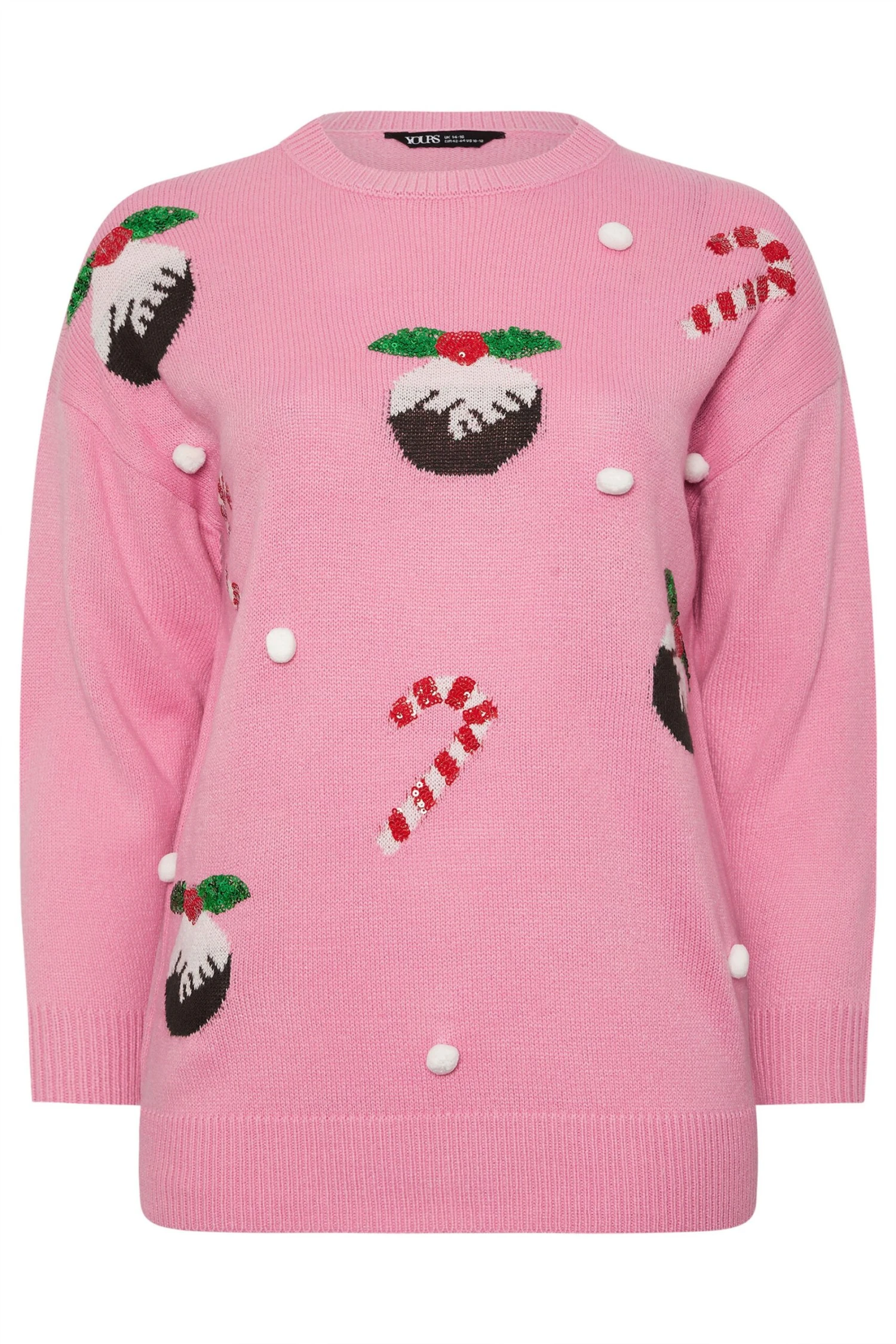 YOURS Curve Pull De Noël Fantaisie Rose à Paillettes Et Motif Canne à Sucre 8 YOURS Curve Pull De Noël Fantaisie Rose à Paillettes Et Motif Canne à Sucre – Image 6