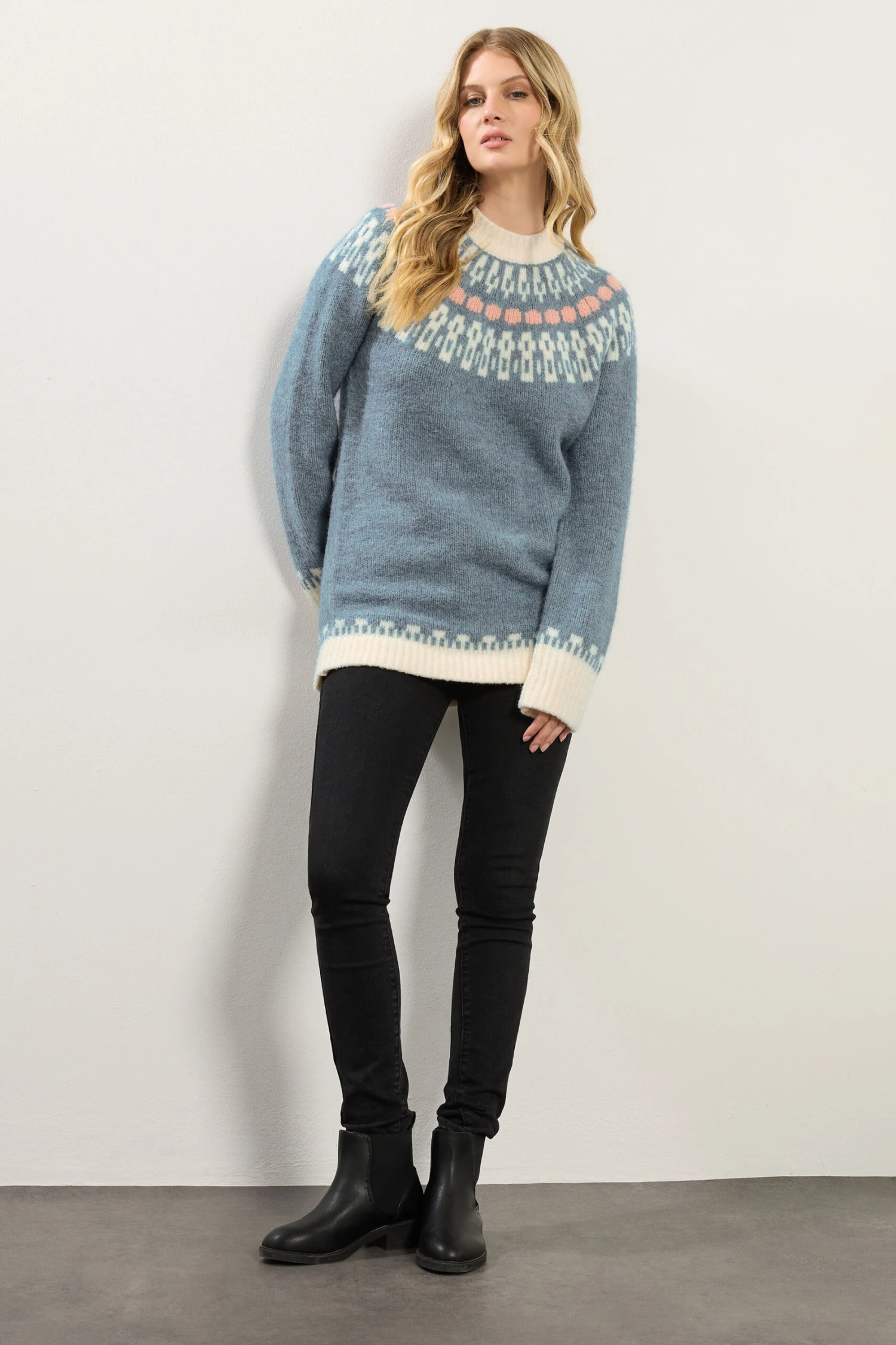 LTS Tall Blue Fairisle Knitted Jumper 4 LTS Tall Blue Fairisle Knitted Jumper – Image 2