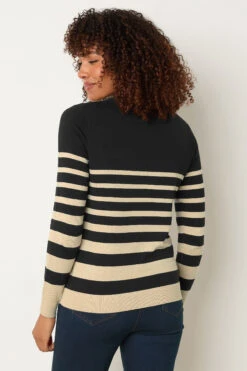 M&Co Black & Cream Stripe Crew Neck Jumper -Evans Boutique 02909d83 8a8a 44 502457 C