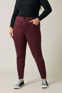Evans Burgundy Pintuck Skinny Jeans