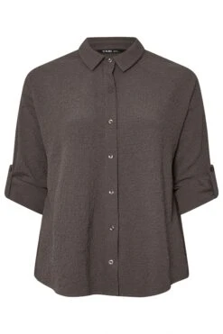 YOURS - Chemisier Texturé Marron Glacé Manches Longues -Evans Boutique 0339bbdb faef 4c 330698 X