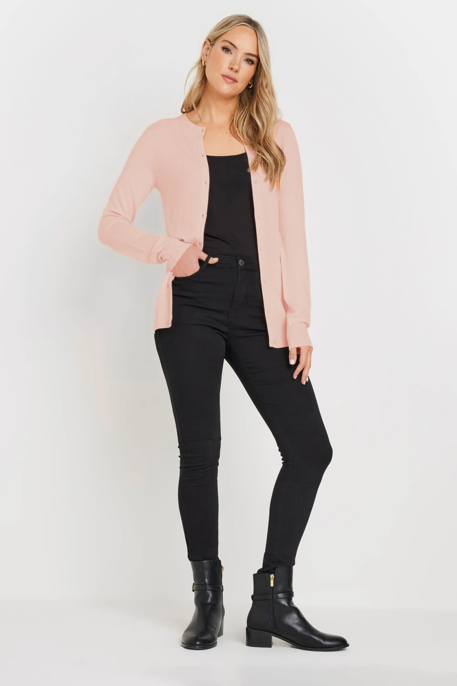 LTS Tall Blush Pink Button Down Knit Cardigan 4 LTS Tall Blush Pink Button Down Knit Cardigan – Image 2