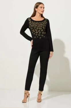 STAR Black Animal Embellished Top 11 STAR Black Animal Embellished Top -Evans Boutique 035cd70a c4b5 43 110873 B