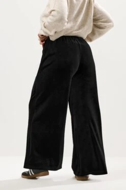 YOURS Curve Pantalon Palazzo En Velours Noir -Evans Boutique 03876289 a24a 46 310248 C