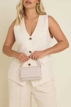 Nude Faux Leather Double Chain Bag