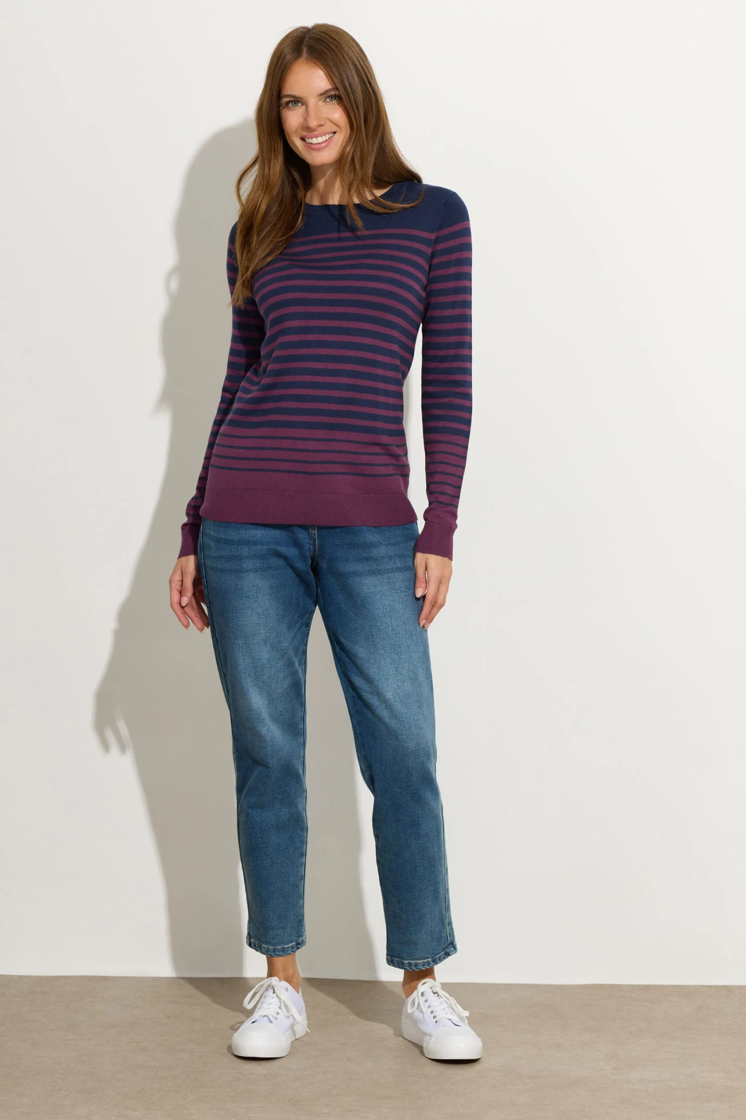 M&Co Navy Stripe Crew Neck Jumper 6 M&Co Navy Stripe Crew Neck Jumper – Image 4