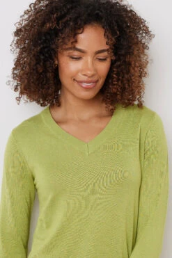 M&Co Green V-Neck Long Sleeve Jumper -Evans Boutique 04beaae3 cbc6 4e 502415 E