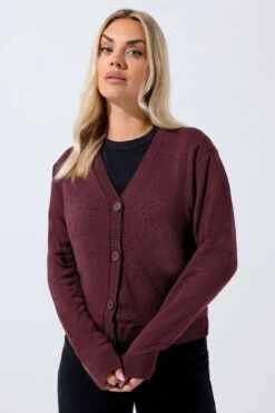 LIMITED COLLECTION - Cardigan Bordeaux En Maille Manches Longues