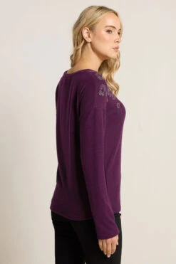 LTS Tall Purple Soft Touch Animal Embellished Jumper -Evans Boutique 055197a1 bb4a 4d 356681 C