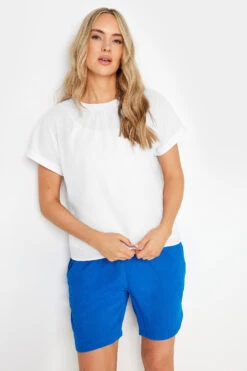 LTS Tall White Short Sleeve Dobby Top