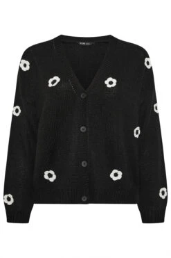 YOURS Curve Cardigan Noir à Fleurs Appliquées 11 YOURS Curve Cardigan Noir à Fleurs Appliquées -Evans Boutique 05f334ce 336a 42 280598 X