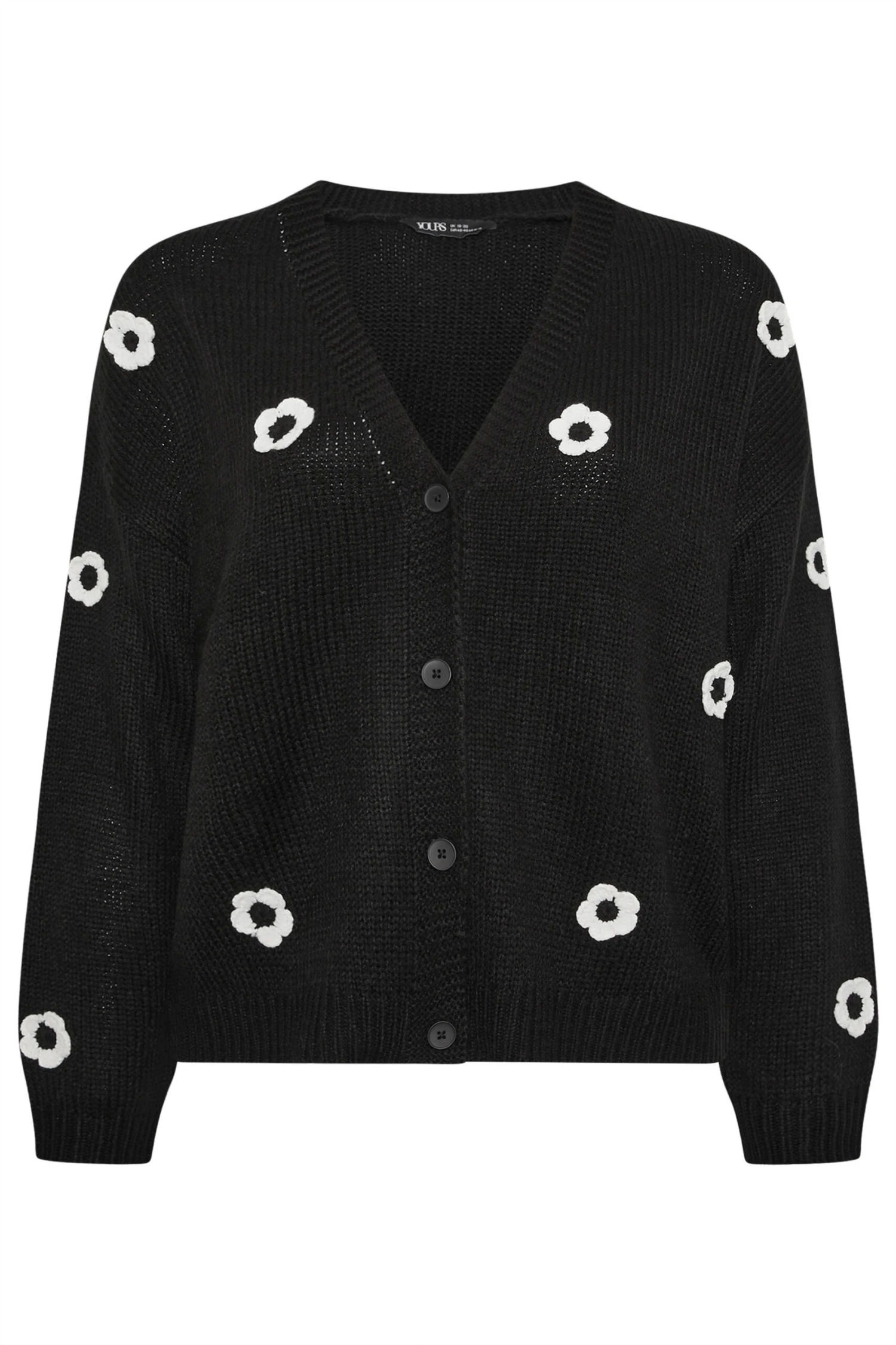 YOURS Curve Cardigan Noir à Fleurs Appliquées 7 YOURS Curve Cardigan Noir à Fleurs Appliquées – Image 5