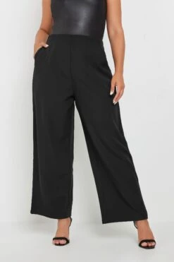 YOURS - Pantalon Classique Noir Coupe Wide Leg à Poches