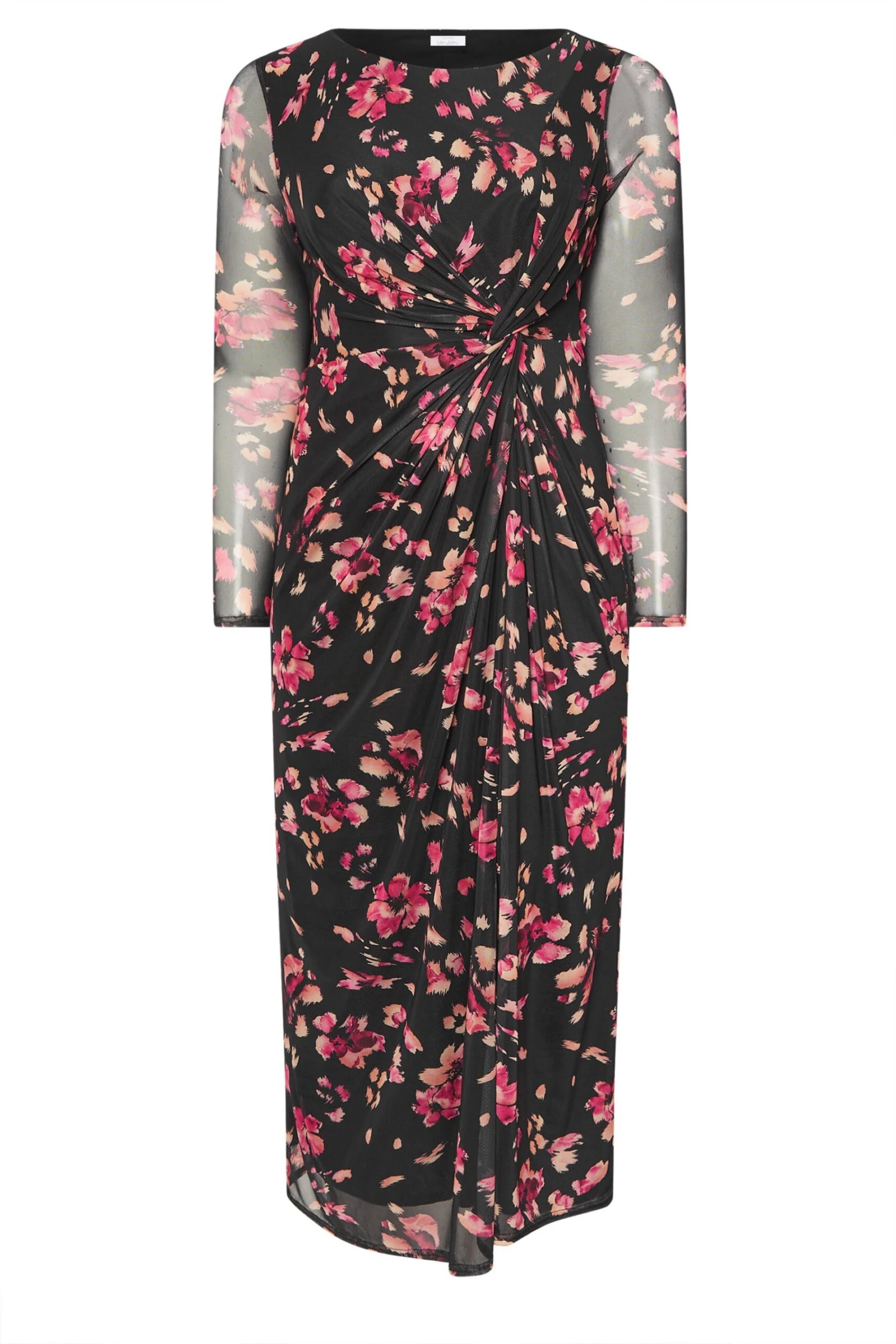 YOURS LONDON Curve Robe Longue Noire En Maille Fleurie Avec Nœud Latéral 7 YOURS LONDON Curve Robe Longue Noire En Maille Fleurie Avec Nœud Latéral – Image 5