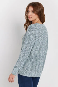 M&Co Blue & Cream Twisted Yarn Crew Neck Jumper -Evans Boutique 06adab70 1b01 4e 500958 C