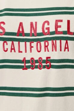 YOURS - Sweat-shirt à Rayures Blanches Et Vertes « Los Angeles » -Evans Boutique 06b3b928 d704 48 126800 D