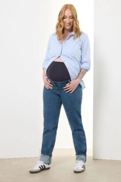 LTS Tall Maternity Indigo Blue Washed UNA Stretch Mom Jeans