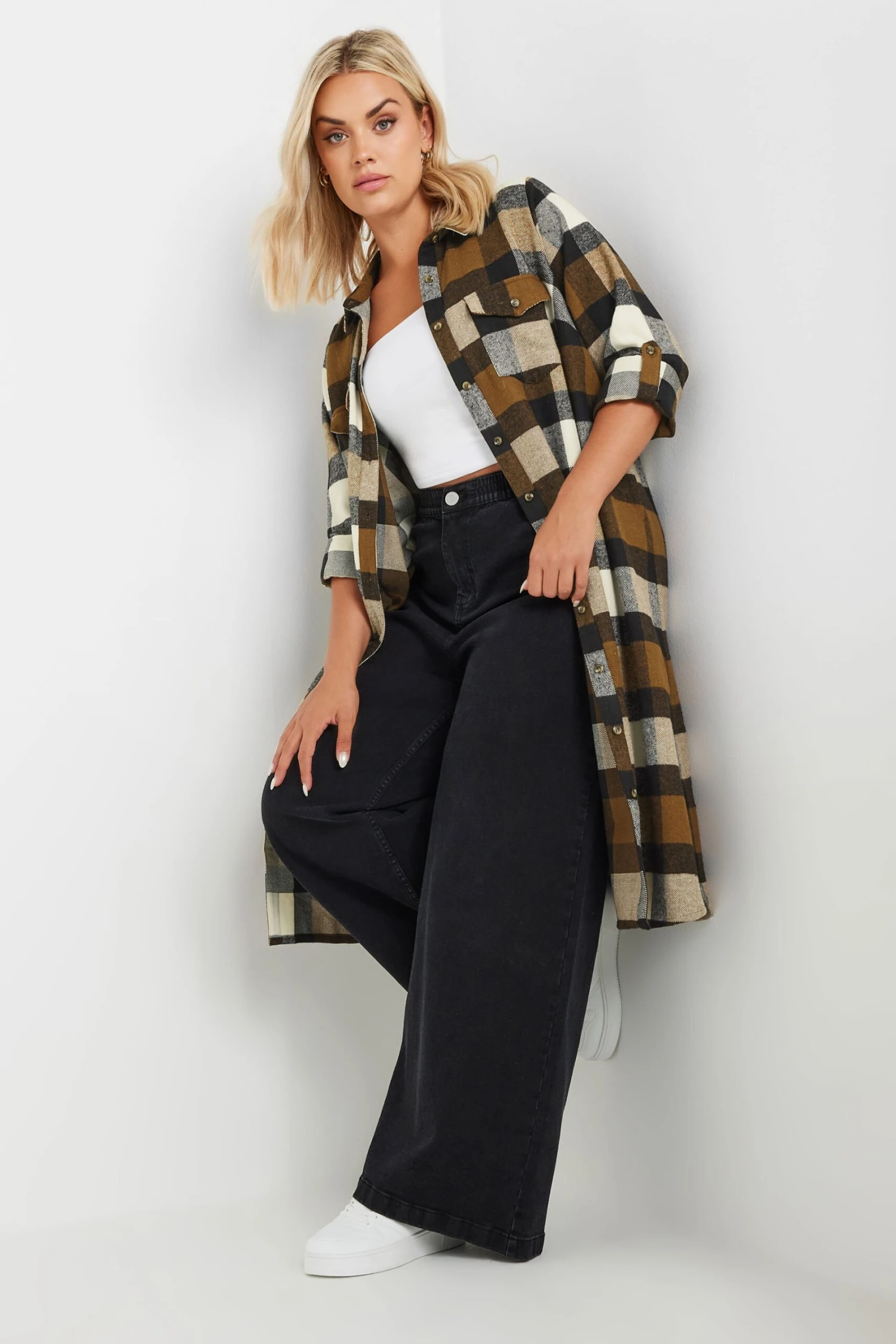 YOURS - Chemisier Marron Maxi à Carreaux 3 YOURS - Chemisier Marron Maxi à Carreaux