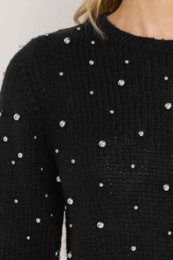 LTS Tall Black Stud Crew Neck Jumper 10 LTS Tall Black Stud Crew Neck Jumper -Evans Boutique 0745b697 cbaf 44 356087 D