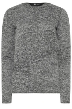 LTS Tall Grey Marl Soft Touch Ruched Top 11 LTS Tall Grey Marl Soft Touch Ruched Top -Evans Boutique 0756d78b 60e2 48 355529 X