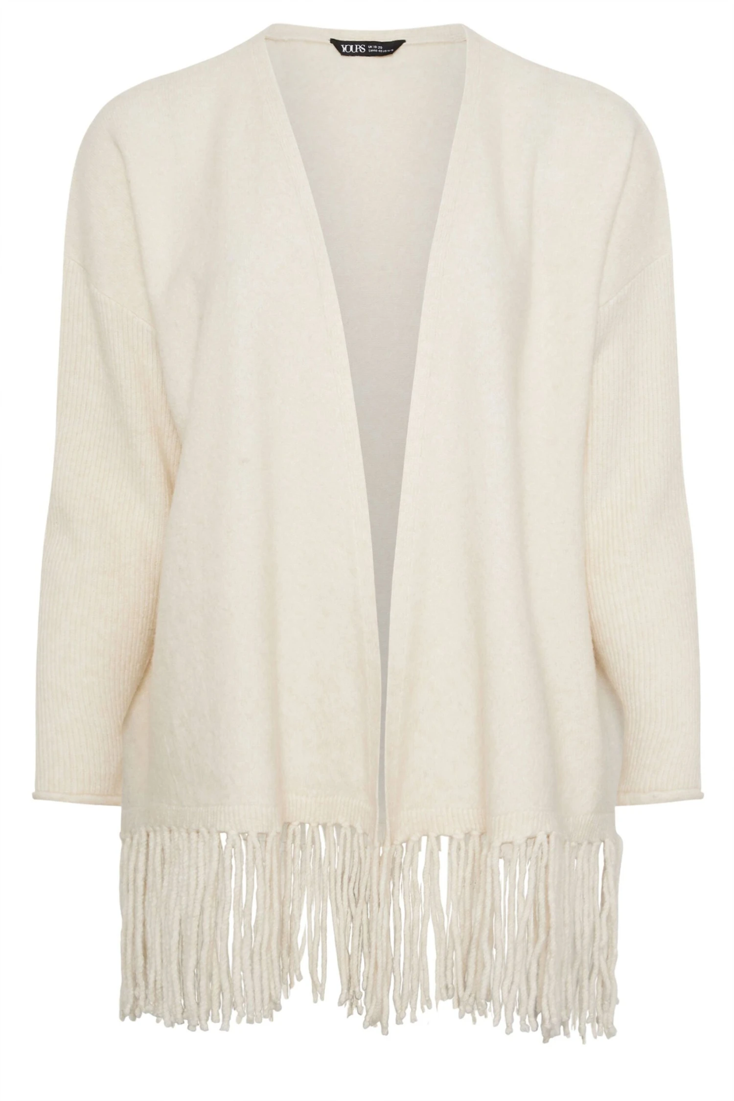 YOURS Curve Cardigan à Ourlet à Franges Blanc Ivoire 7 YOURS Curve Cardigan à Ourlet à Franges Blanc Ivoire – Image 5
