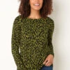 M&Co Green Leopard Print Crew Neck Jumper 2 M&Co Green Leopard Print Crew Neck Jumper -Evans Boutique 097624e1 1830 4b 502479 A