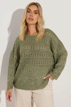 YOURS - Pull En Maille Vert Kaki Découpé Au Dos -Evans Boutique 09a76c40 e2e7 4f 280534 A