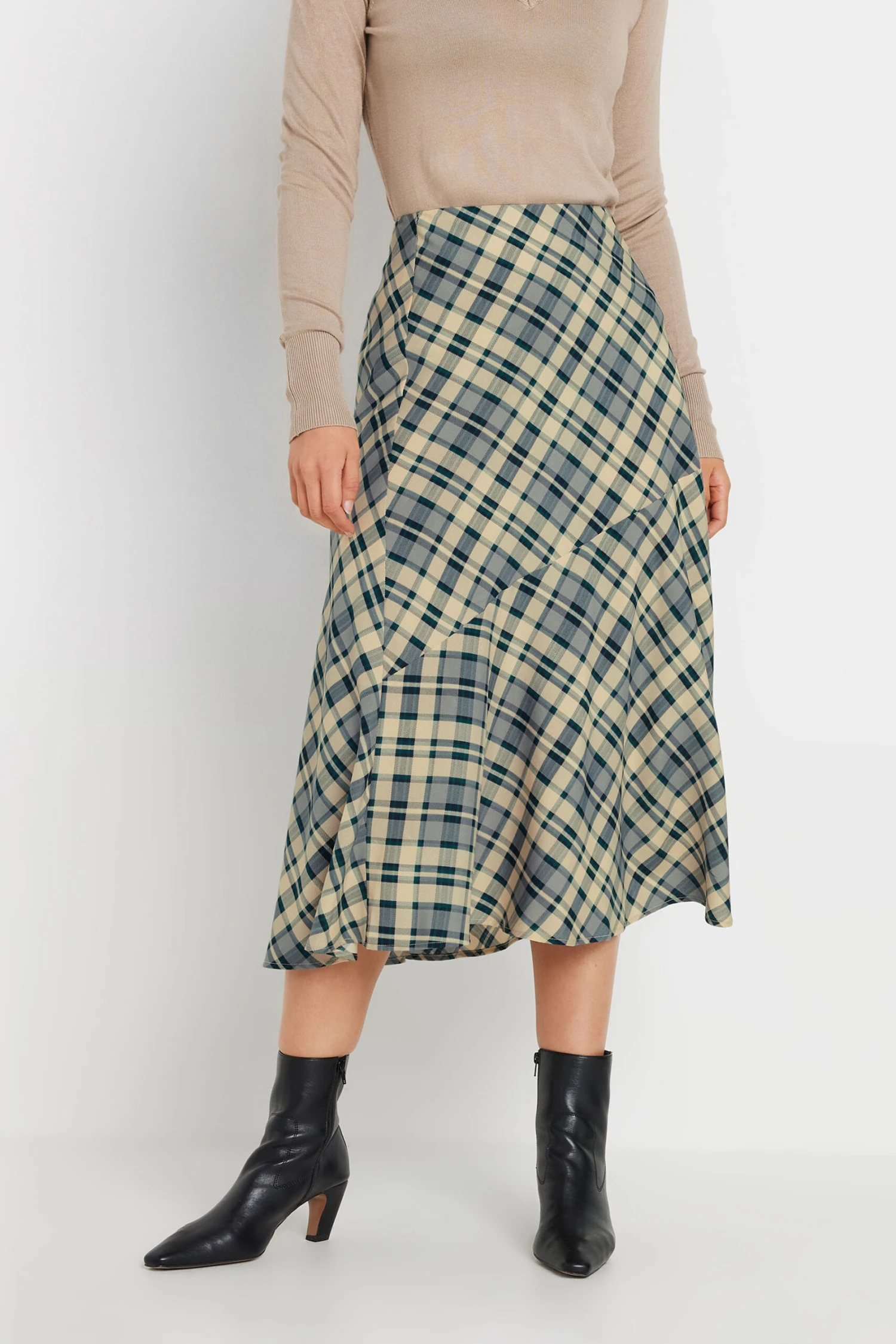 LTS Tall Blue Check Print Tiered Midaxi Skirt 5 LTS Tall Blue Check Print Tiered Midaxi Skirt – Image 3