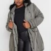 YOURS - Manteau Parka Gris Charbonneux Capuche Fausse Fourrure