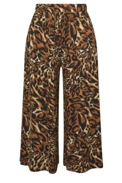 YOURS Curve Pantalon Large Court à Imprimé Animalier Marron -Evans Boutique 0a2013c4 698e 48 304271 X