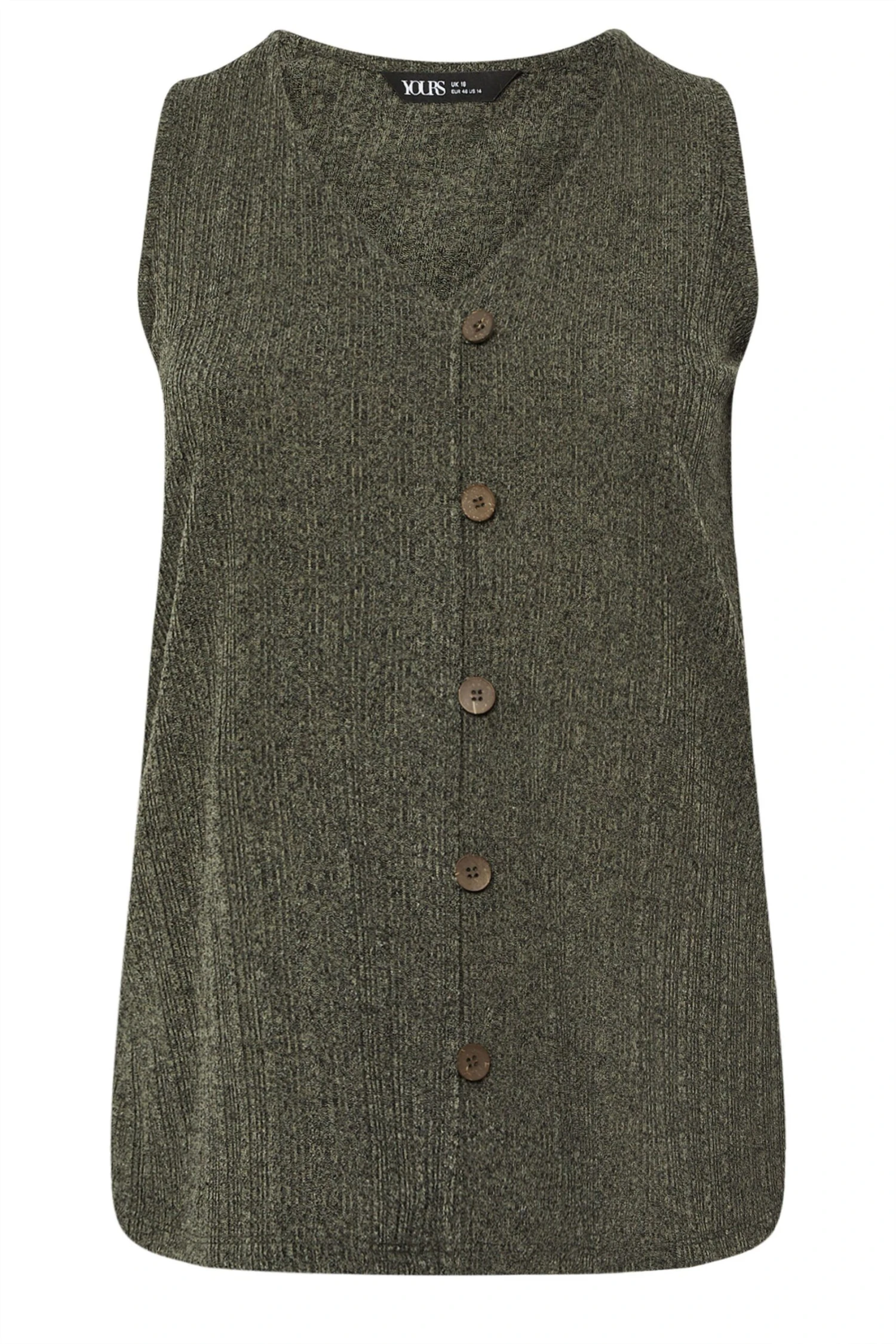 YOURS - Top Sans Manches Vert Kaki Texturé Boutonné 7 YOURS - Top Sans Manches Vert Kaki Texturé Boutonné – Image 5