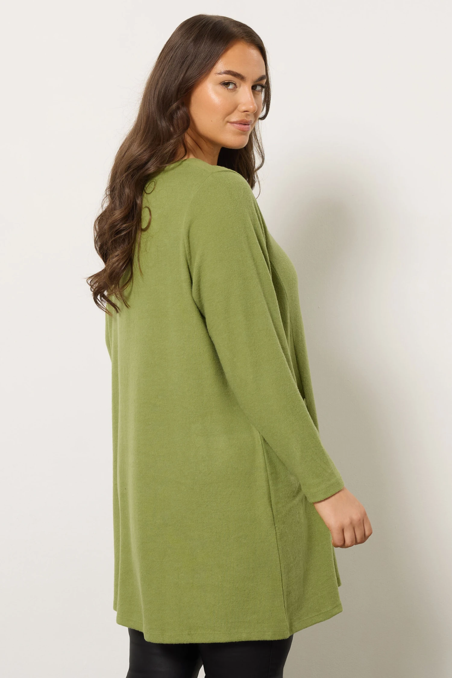 EVANS Curve Green Pocket Front Tunic Jumper 5 EVANS Curve Green Pocket Front Tunic Jumper – Image 3