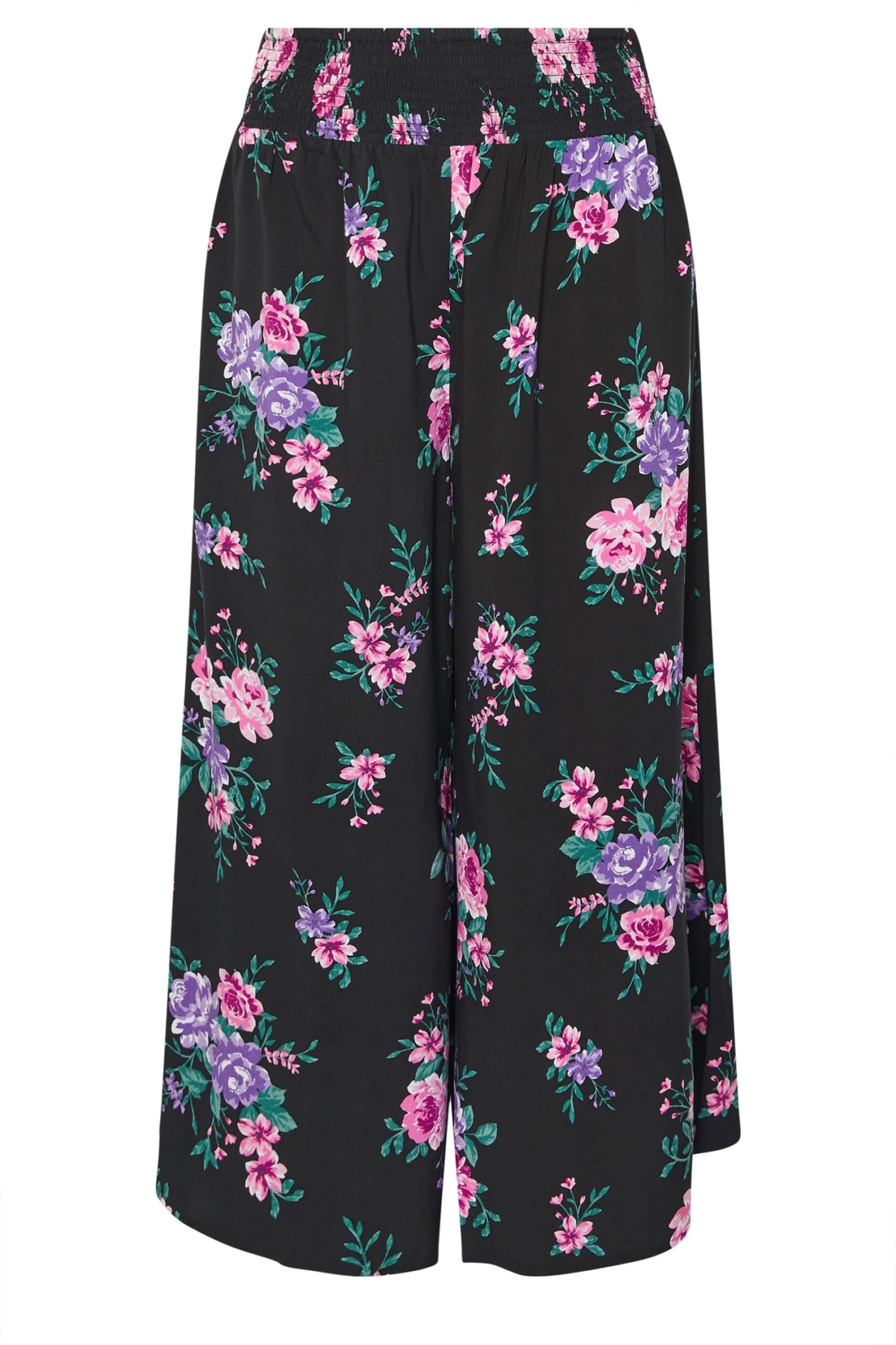 YOURS - Pantalon Plissé Wide Leg Noir & Rose Floral 7 YOURS - Pantalon Plissé Wide Leg Noir & Rose Floral – Image 5