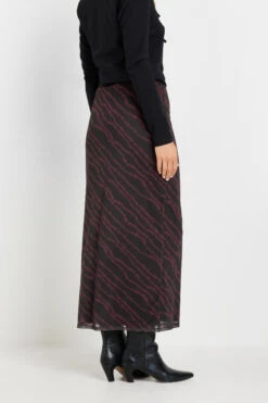 LTS Tall Burgundy Red Mesh Abstract Maxi Skirt 9 LTS Tall Burgundy Red Mesh Abstract Maxi Skirt -Evans Boutique 0bac4350 2044 40 355604 C