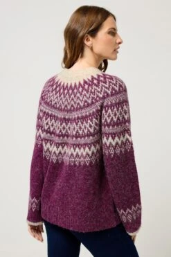 M&Co Berry Purple Fairisle Jumper -Evans Boutique 0c305bbe 503e 42 502456 C