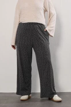 YOURS Curve Pantalon Large Côtelé Gris Chiné