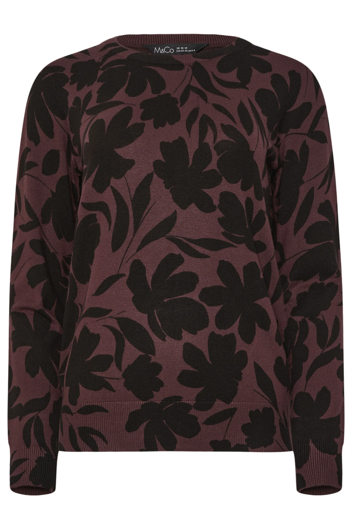 M&Co Brown Floral Print Crew Neck Jumper 7 M&Co Brown Floral Print Crew Neck Jumper – Image 5